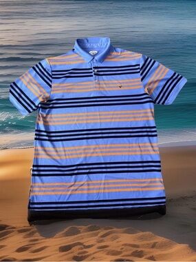 Callaway men's size L golf polo shirt.  Multicolor stripes. Excellent Condition.